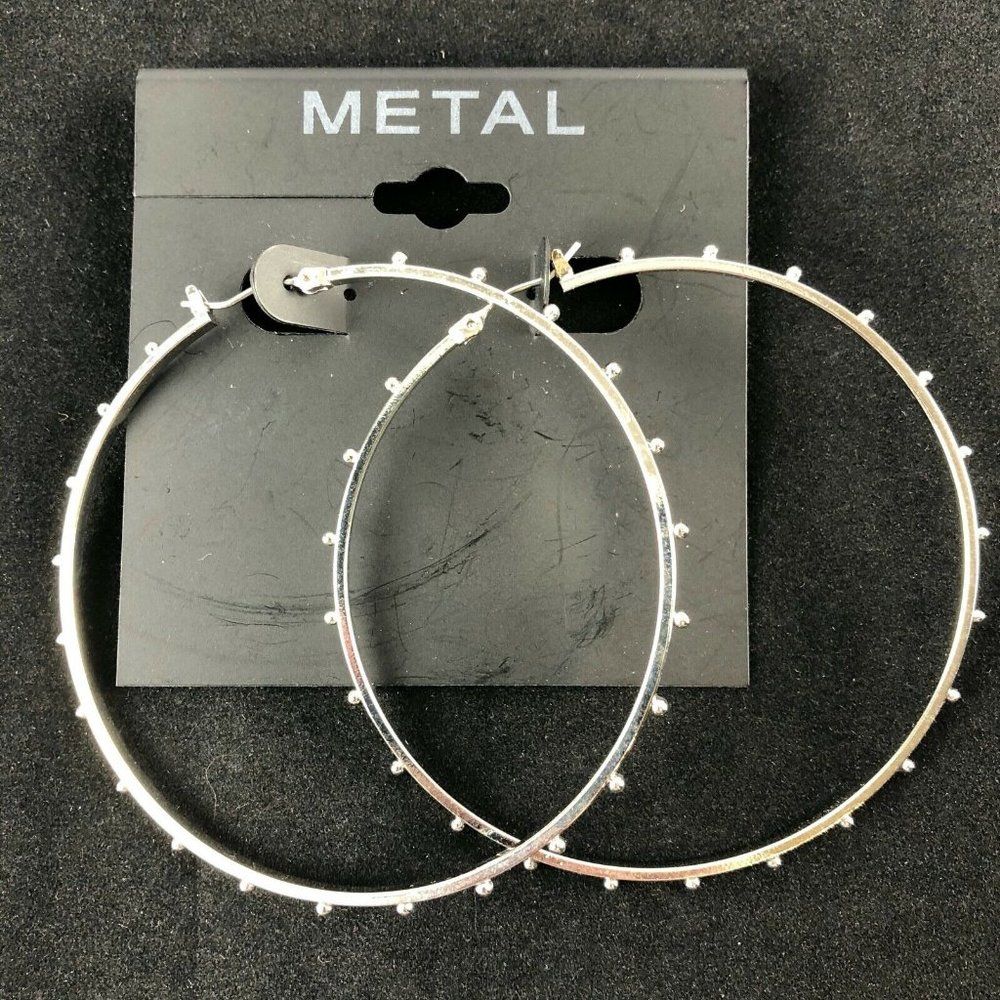 Kohl's Metal Earrings Silver-tone Hoop 2 3/8"